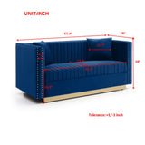 Contemporary Vertical Channel Tufted Velvet Sofa Loveseat Modern Upholstered 2 Seater Couch for W1117P147506