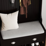 3-in-1 Hallway Hall Tree with 2 Storage Drawer and 4 Coat Rack, Wooden Entryway Shoe Rack Bench with W2557P195396