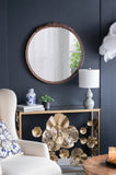 30"x30" Round Hand Carved Rose Antique Mirror Frame, Mirror for Live space, Bathroom, Entryway W2078126750