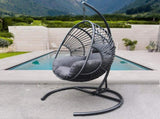 High Quality Outdoor Indoor color PE Wicker Swing Egg chair with Antracite Color Cushion And 62438480