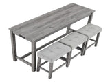 Bar Table Set with Power Outlet, Bar Table and Chairs Set, 4 Piece Dining Table Set, Industrial W487P339352