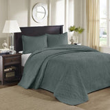 3 Piece Reversible Bedspread Set Balsam Green Queen B035P266673