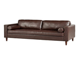 Mirod Mid-Century Modern PU Leather 3-Seat Sofa, Tufted Design, Solid Wood Legs, 2 Bolster Pillows, N760P285734D