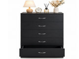 5-Drawer Particleboard Chest with Melamine Finish Drawer Dresser 26*13*39in Black 51153087