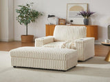 42.5-inch corduroy single recliner with backrest pillow, cup holder design, storage footrest, W834P375116