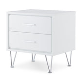 ZNTS White 2-Drawer Accent Table with Hairpin Legs B062P181399