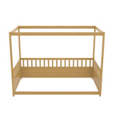 Twin Size Canopy Bed Frame with Guardrails for Kids,Floor Bed Twin with Four Poster Design,Kids W1858P252839