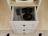73" Tall Slim Storage Cabinet, 3-Tier Media Storage Cabinet with 3 Drawers and 2 Hooks, Bookcase W1120P327084