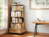 5 Tier Rotating Bookshelf, 360&deg Display Round Spinning Bookshelf with Wheels,-Saving, Small 82303381