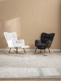053-Teddy Fabric Rocking Chair With Adjustable Footrest,Pink W527P151444