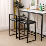 Black Bar Stool with Backrest Set of 2 Counter Height PU Leather Upholstered Bar Chairs with W1757122139
