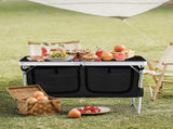 Outdoor Folding Camping Table with Storage Compartment, 4ft Portable Pinic Table with 3 Adjustable 31659243