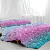 Colorful Glitter Bedding Girly Turquoise Blue Pink and Purple Pastel Colors Duvet Cover 3 Piece 32810291