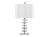 Diamond Stacked 23" Contemporary Crystal Table Lamp in Clear K9 Crystal with Off-White Silk-Like B202P224007