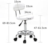 ZNTS Round Shape Adjustable Salon Stool with Back and Line White 46930452