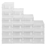 ZNTS Shoe Storage Boxes 18 Pack Clear Plastic Stackable - White 71099697