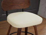 Swivel Bar Stools Set of 2, 26" Upholstered Faux Leather Counter Height Barstools with Walnut Back & W1143P300154