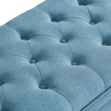 Upholstered tufted button storage bench ,Linen fabric entry bench with spindle wooden legs, Bed W2186P151308
