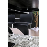 Contemporary Style Z-Shaped Chair Base 2pcs Chairs Black Leatherette Chrome Finish Side Chair B011P152661