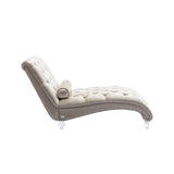 ZNTS COOMORE Velvet Chaise Lounge Indoor,Button-Tufted Upholstered Chaise Lounge Chair with Pillow for W39538682