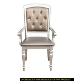 Glamorous Crystal Button-Tufted Set of 2 Arm Chairs Silver Finish Upholstered Seat Back Modern B01182313