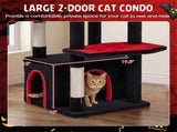 Gothic 5-Level Cat Tree 63" Tall with Sisal Scratching Posts Black Red Cat Tower 42411878