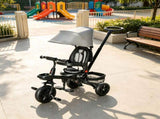 Gray 5 in 1 Foldable Toddler Trike Travel-Friendly with Storage, Reversible Seat, Safety Harness 42686749