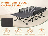 Gray No-Assembly Portable Toddler Camping Bed, Elevated Foldable Kids Sleepover Cot with Anti-Roll 97491237