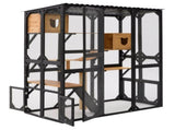 Outdoor Cat Enclosure Fir Wood Catio Outdoor Cat House Patio Cat Playpen with Sleeping Houses, N719P418377D