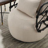 ZNTS COOLMORE Upholstered Tufted Living Room Chair Textured Linen Fabric Accent Chair with Metal Stand W1588P147869