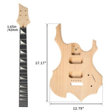 ZNTS DIY 6 String Flame Shaped Style Electric Guitar Kits with Mahogany Body, Maple Neck and Accessories 68229901