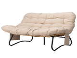 1339487cm 2-Seater Curved Wicker Loveseat with Magazine Pockets & Beige Cushion 66499349