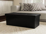 Large Foldable Storage Bench Ottoman Tufted Faux Leather Organizer 50836294