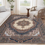 Area Rug 8x10 Vintage Bohemia Large Persian Non-slip Washable Rug For Room Kitchen Bedroom W2907P265113