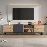 ZNTS Modern TV with 3 Cabinets& Open Shelves, Color-matching Media Console Table for TVs up to 80'', WF319402AAQ