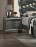 ZNTS 1pc Modern Glam Style Dark Gray Finish Crystal Inlay Edges Two Drawer Nightstand B01181031