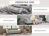 50-Inch Button Tufted Storage Bench with Rolled Arms & Wood Legs, Gray 11065906
