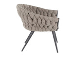 Contemporary Chair in Black Metal with Grey Faux Leather and Grey Fabric B202P223437