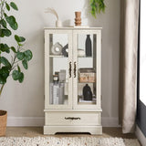 Glass Cabinet Lighted Glass Cabinet Curio Display Cabinet with Adjustable Glass Shelves 2 Doors and W2275P178889