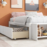 ZNTS Full Size Bed with Storage Case, 2 Storage drawers, Lengthwise Support Slat,White 13087519