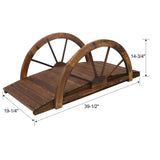 3.3ft Wooden Garden Bridge Arc Footbridge with Half-Wheel Style Railings & Solid Fir Construction, W465P221160