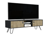 Toka Hairpin Legs TV Rack with Media Center and 2-Door, Black/Macadamia B097P167455