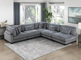 1pc Modern Living Room Furniture Modular Corner Seat Plush Gray Corduroy Fabric Upholstery Plywood B011P220980