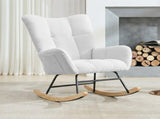 Teddy Fabric Wingback Glider Rocker with Side Storage Pocket, Soft Comfy Nursing Rocking Chair, 74089251