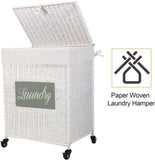 ZNTS Laundry Hamper with Lid Laundry Basket with Handles Liner Bag Paper Woven Hampers for Laundry 00900287