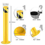 ZNTS Safety Bollard Post, 36 Inch Height Steel Bollards, 3.5 Inch Diameter Parking Bollard, Yellow Powder 92447797