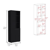 Konik 67-Inch High Storage Cabinet Kitchen Pantry With Three Doors and Three Exterior Shelves B200P173167
