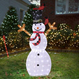 Lighted Snowman Christmas Yard Decorations, Pre-lit Snowman and Birds with 170 LED White Lights and 10981372