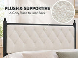 Queen Size Easy Assembly Upholstered Platform Bed Frame with Soft Padded Headboard, Sturdy W636P535151