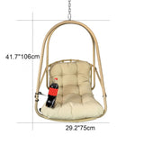 Swing Egg Chair with Stand Indoor Outdoor Wicker Rattan Patio Basket Hanging Chair with C Type W2707P296437